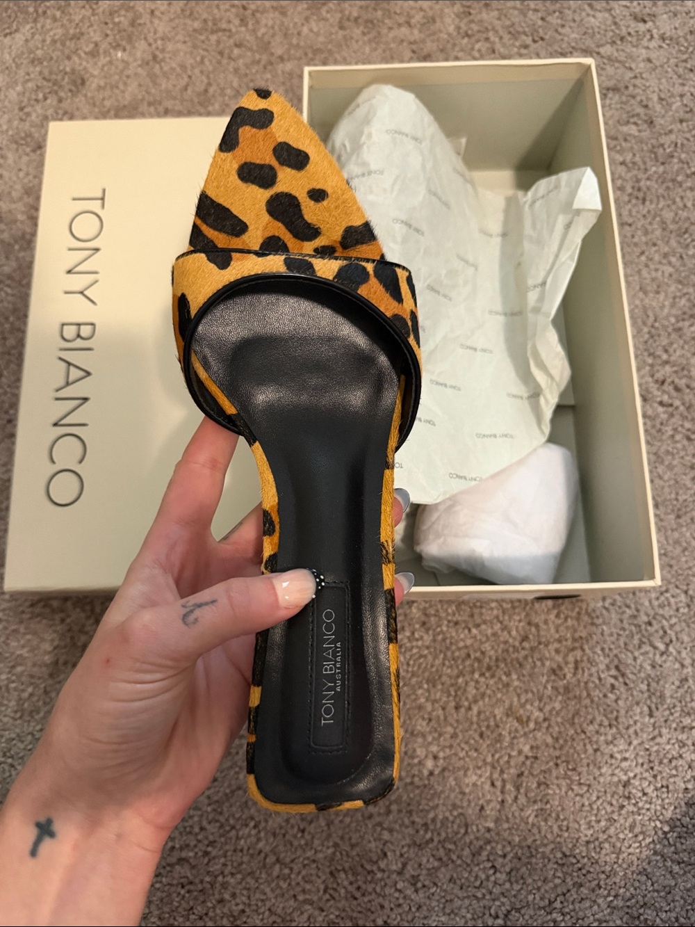 Tony Bianco leopard print pointed kitten heels
